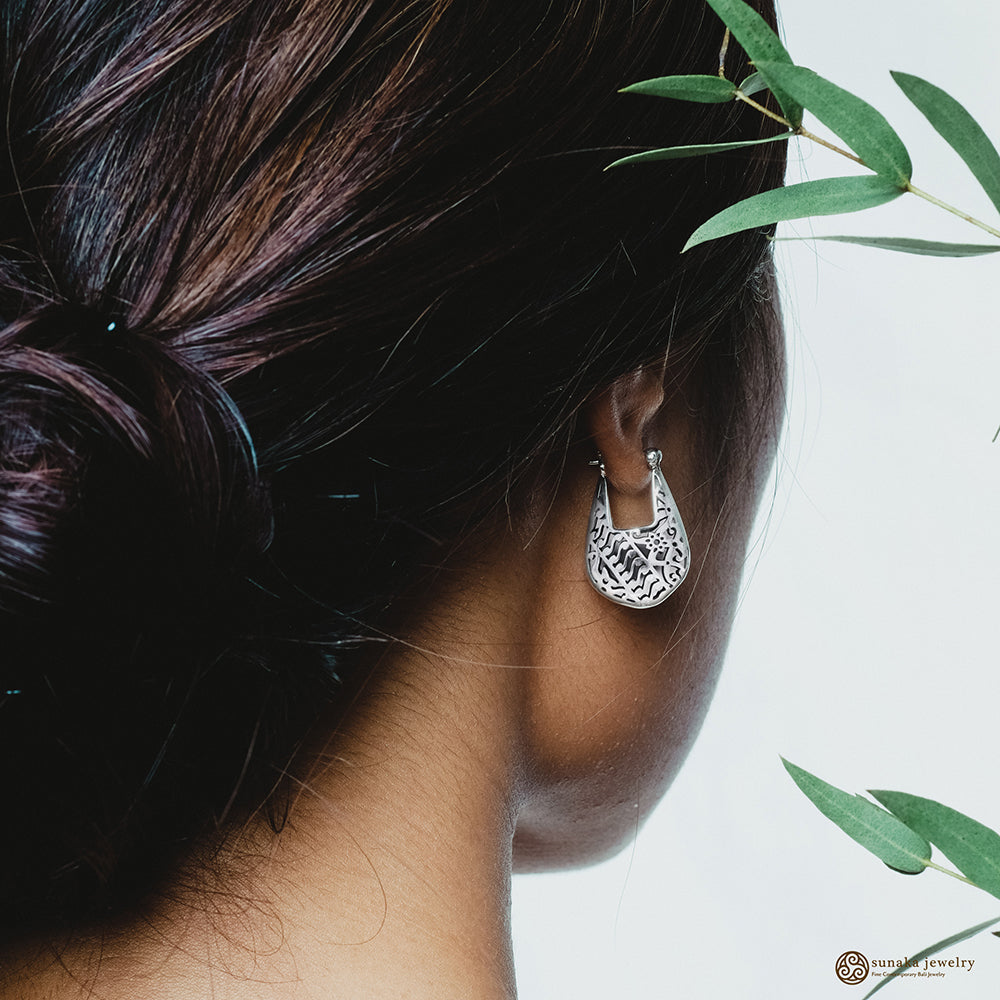 925 Silver Hollow Hoop Earrings Bhineka Collection