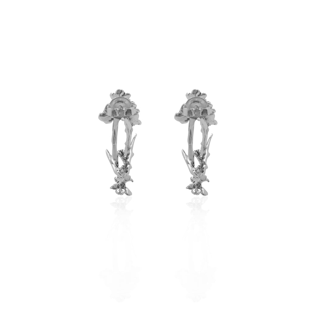 Sterling Silver 925 Cherry Blossom Collection Hoop Earrings