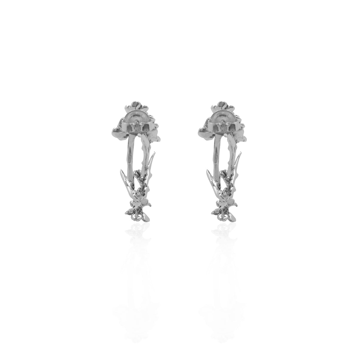 Sterling Silver 925 Cherry Blossom Collection Hoop Earrings