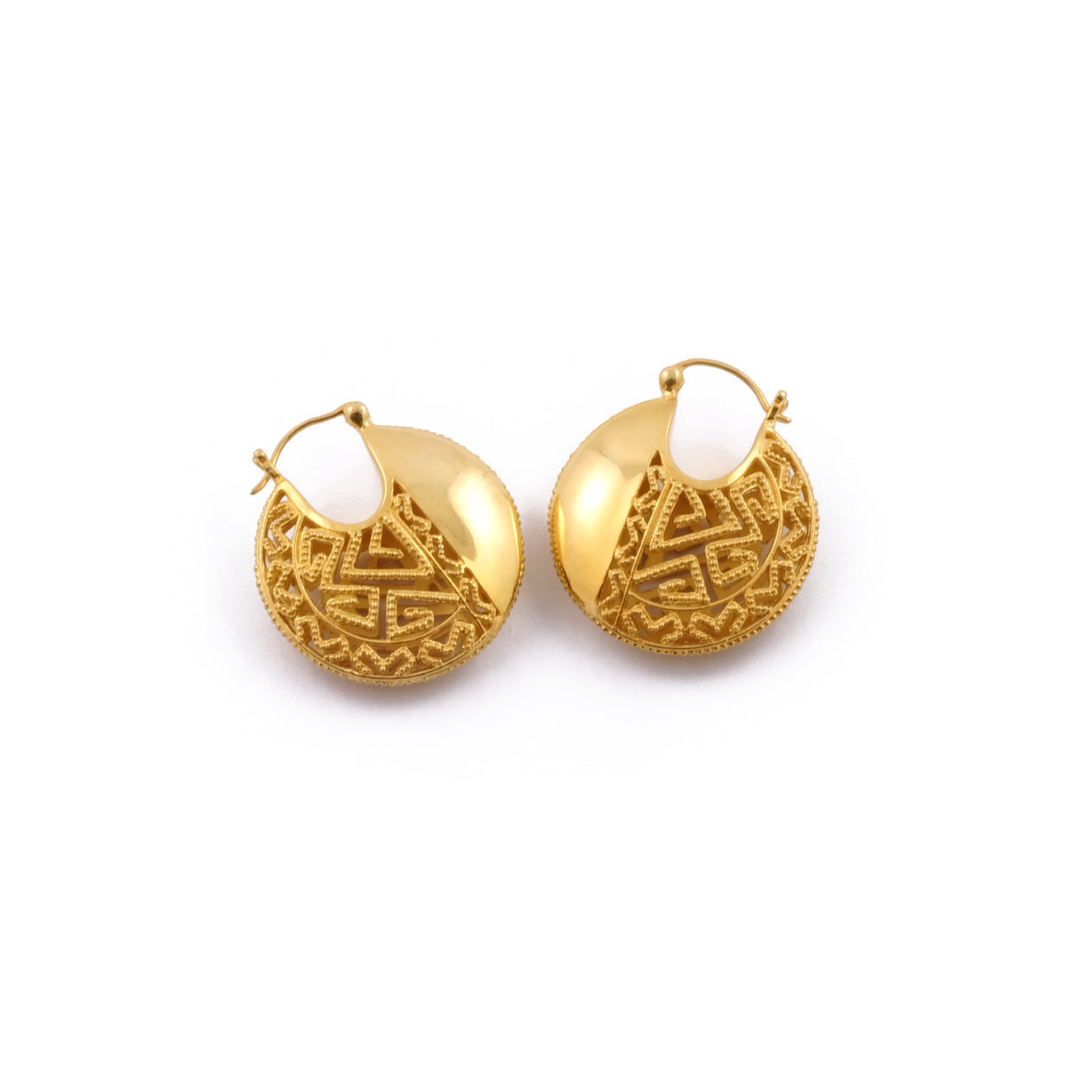 925 Sterling Silver Songket Collection Hoop Earrings