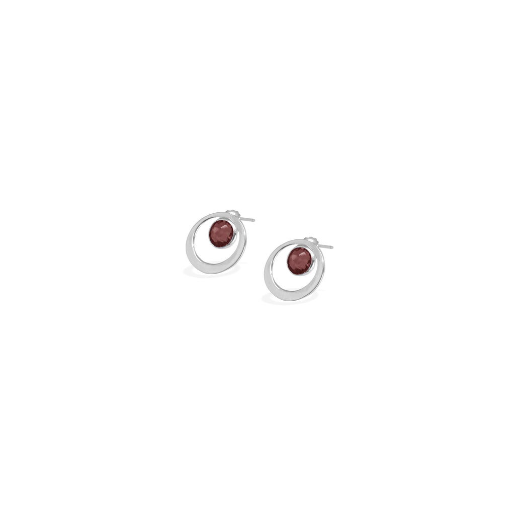 925 Silver Stud Earrings Birthstone Collection Round Bar Custom Engraving