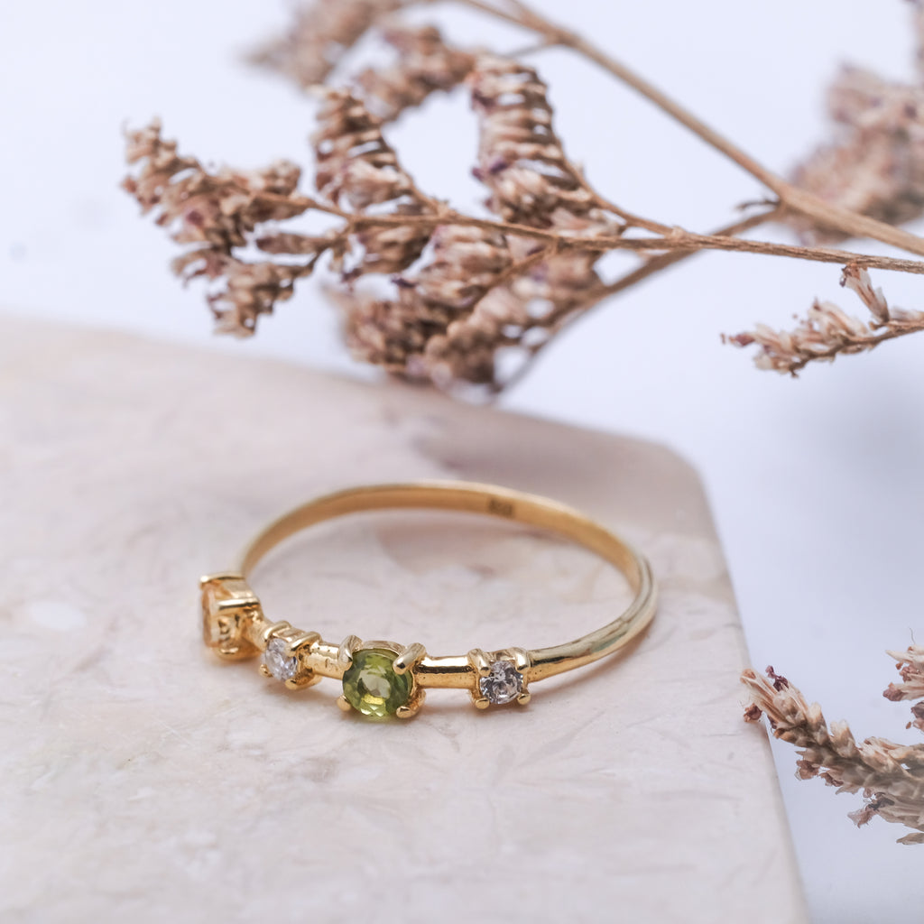 925 Sterling Silver Gold Plated Prong Collection Ring