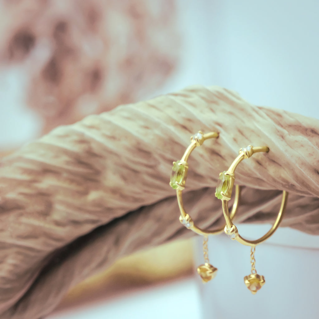 Prong Setting Sterling Silver 925 Gold Plated Hoop Earrings