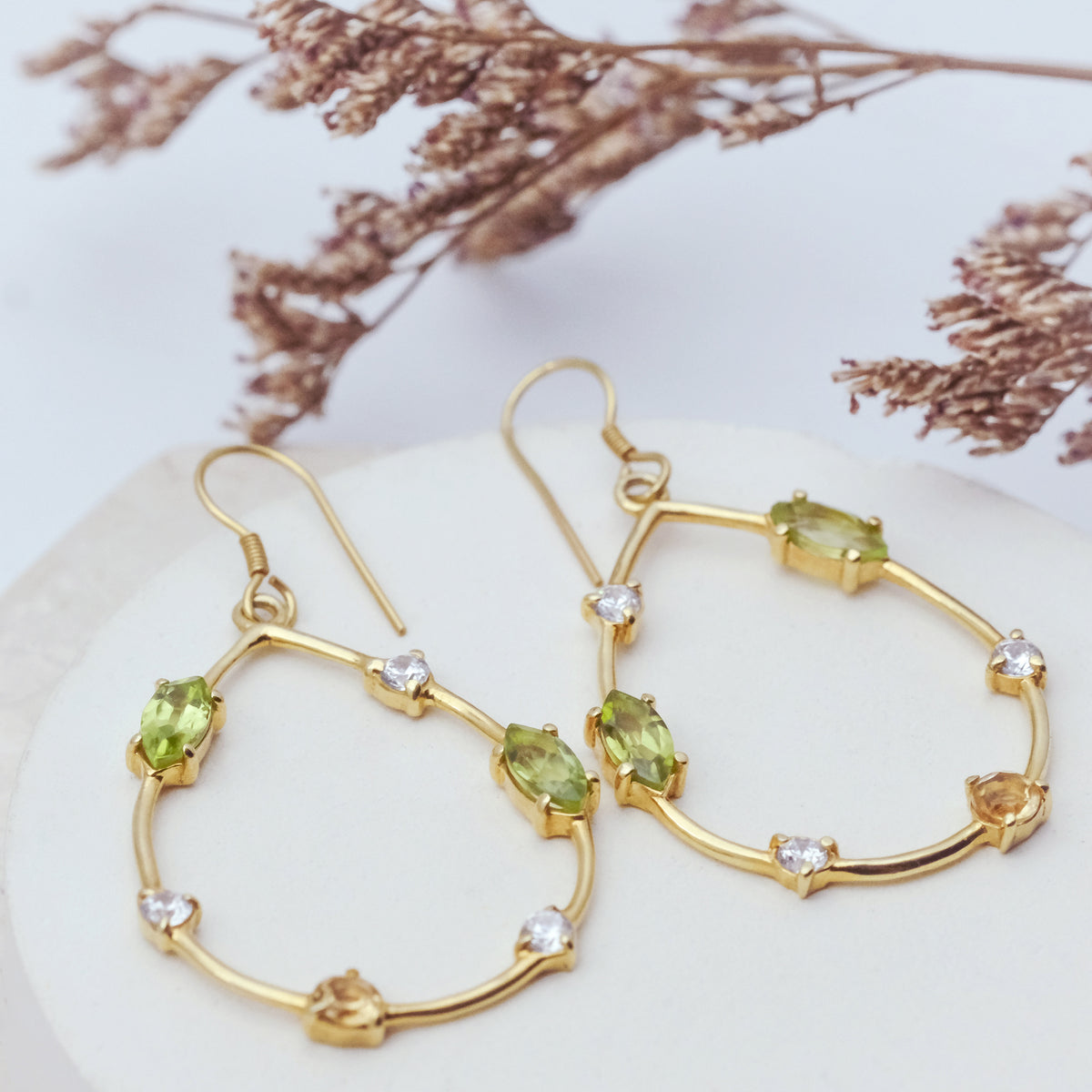 Anting Silver Dangle Koleksi Prong Sterling Silver 925 Gold Plated