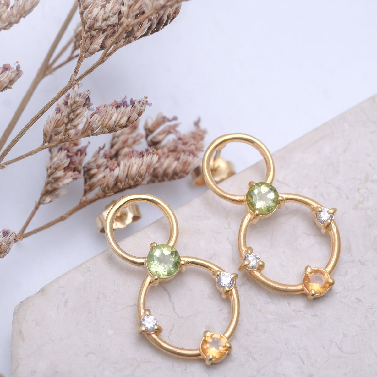 Anting Stud Koleksi Prong Sterling Silver 925 Gold Plated