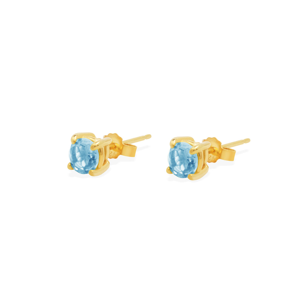 Rainbow Collection 925 Sterling Silver Stud Earrings with 5 mm Prong Gemstone