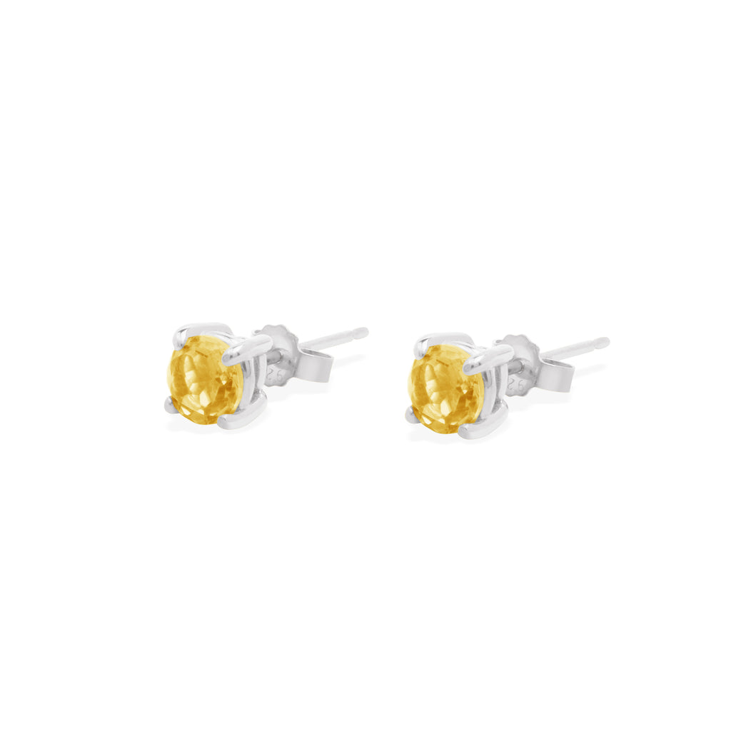 Rainbow Collection 925 Sterling Silver Stud Earrings with 5 mm Prong Gemstone