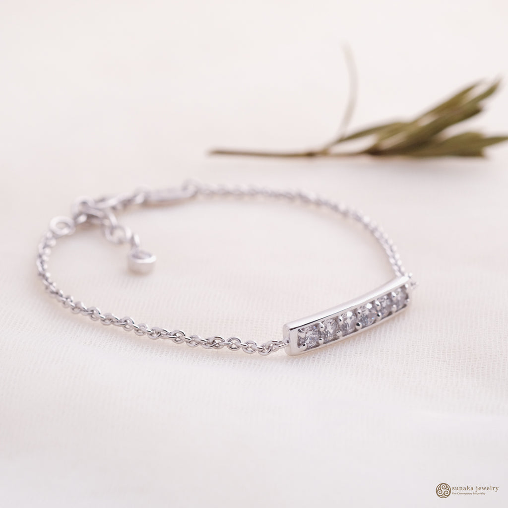 925 Silver Eternity Gemstone Bar Collection Bracelet