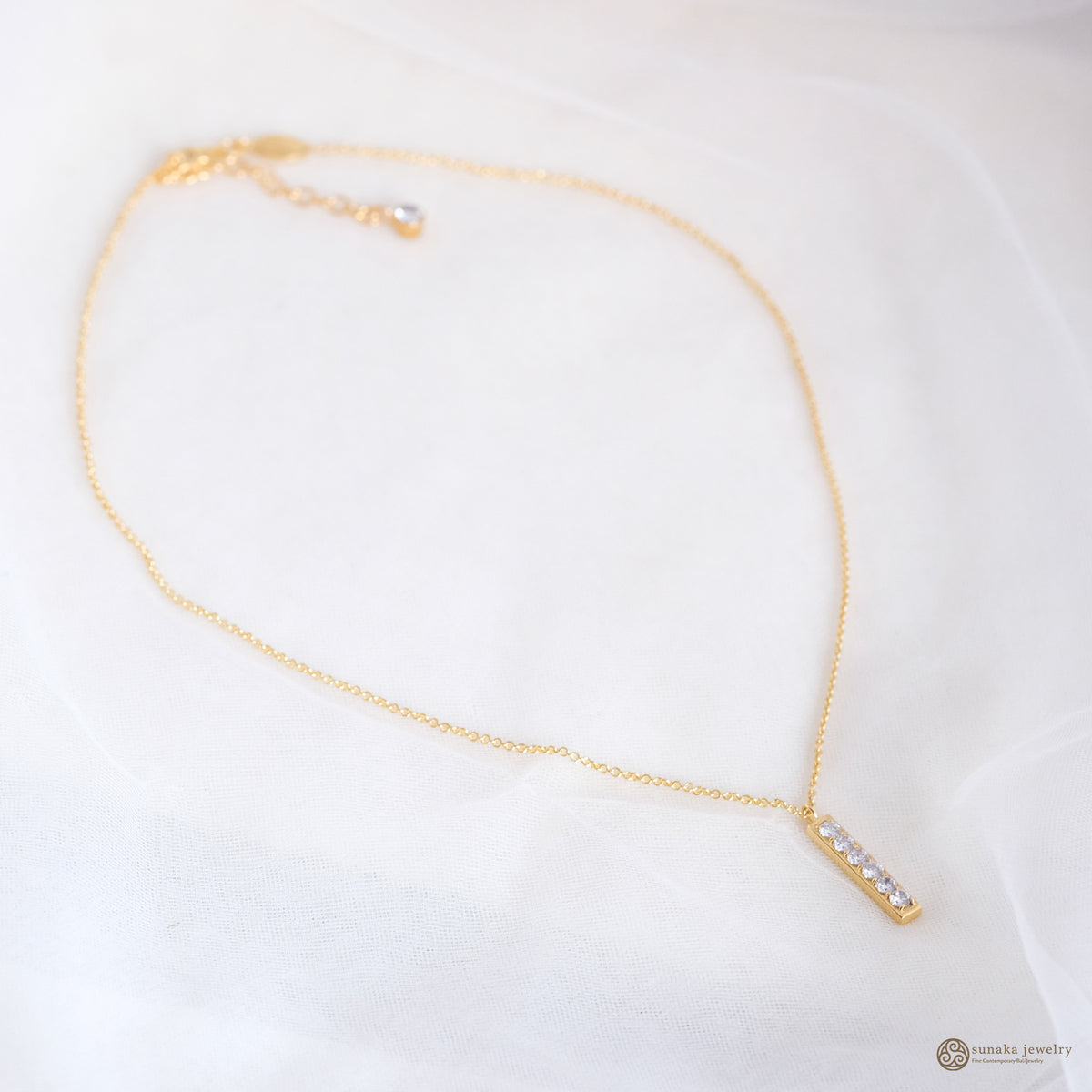 925 Sterling Silver Eternity Gemstone Bar Necklace