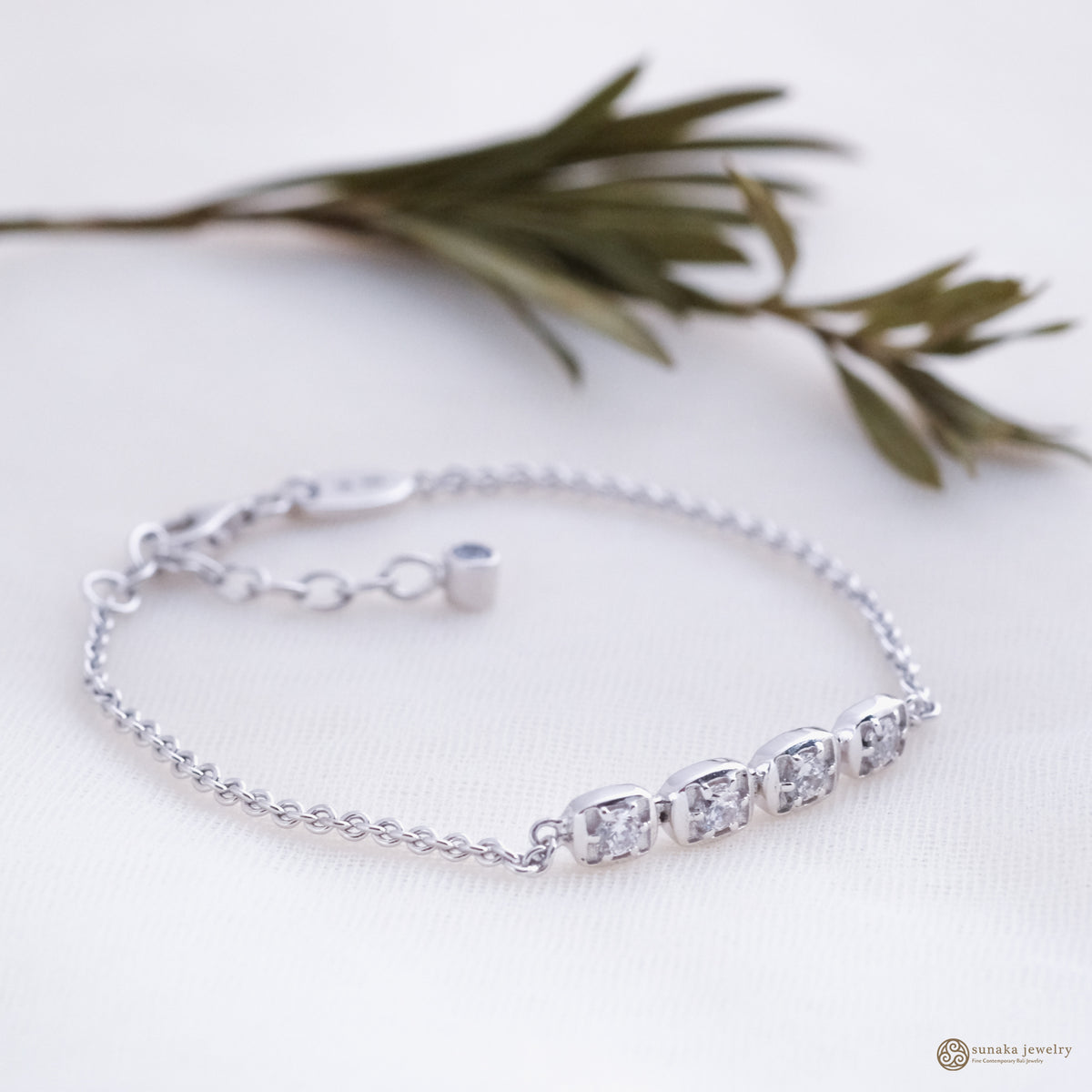 Bold Squares Gem Bar Collection 925 Sterling Silver Bracelet