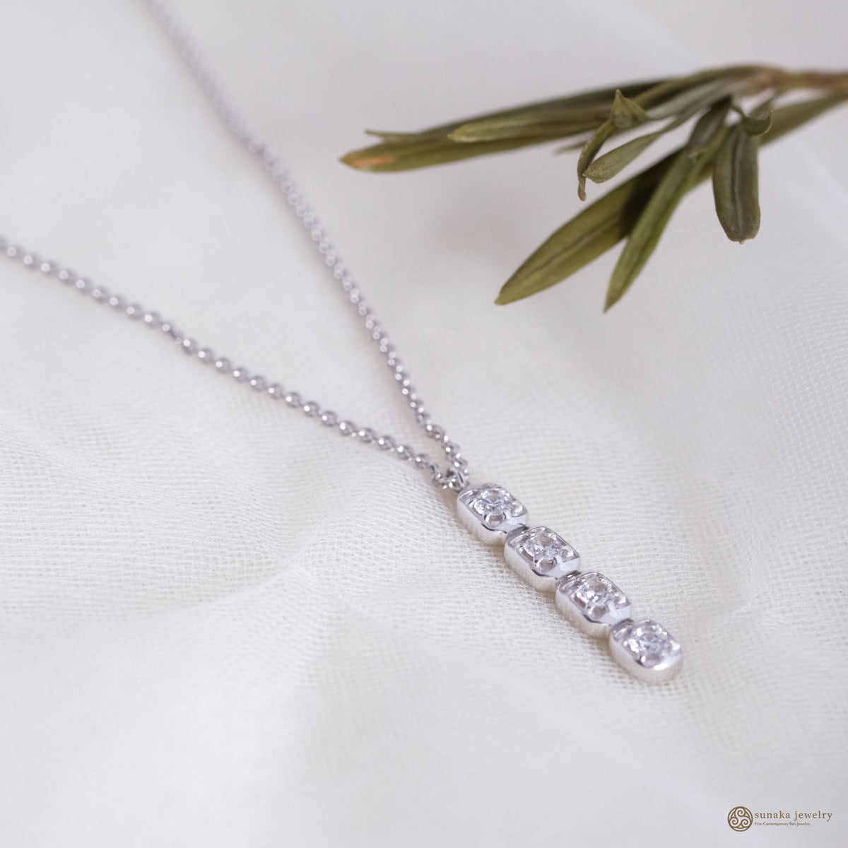 925 Sterling Silver Bold Squares Gemstone Bar Necklace Collection