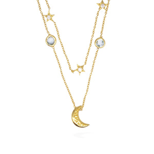 Kalung Perak 925 Koleksi Celestial Bulan Bintang