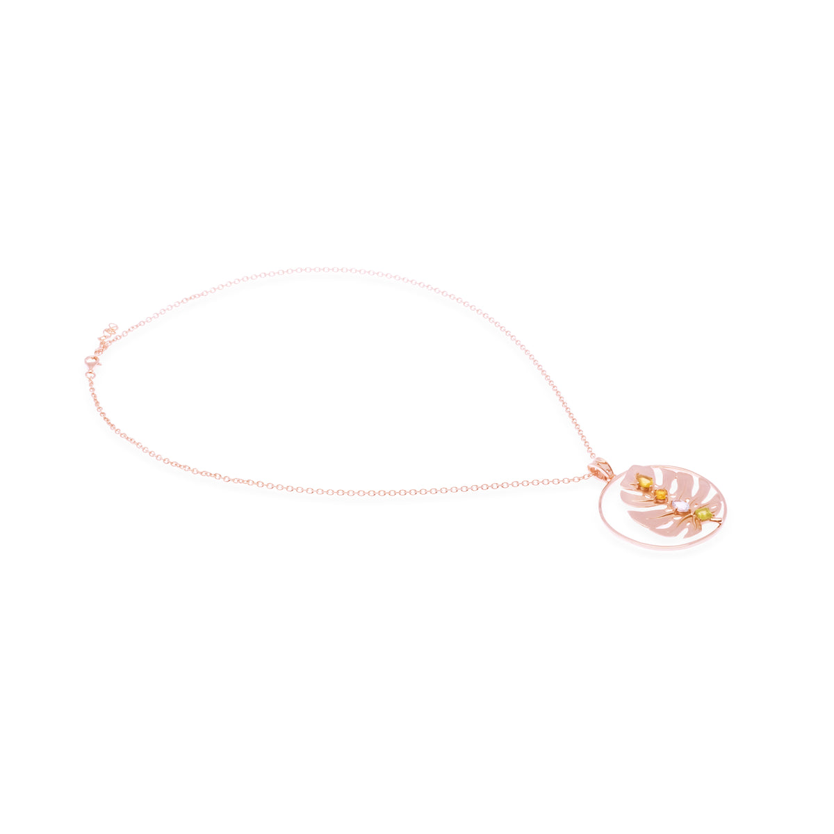 Kalung Perak 925 Koleksi Monstera Rose Gold Plated