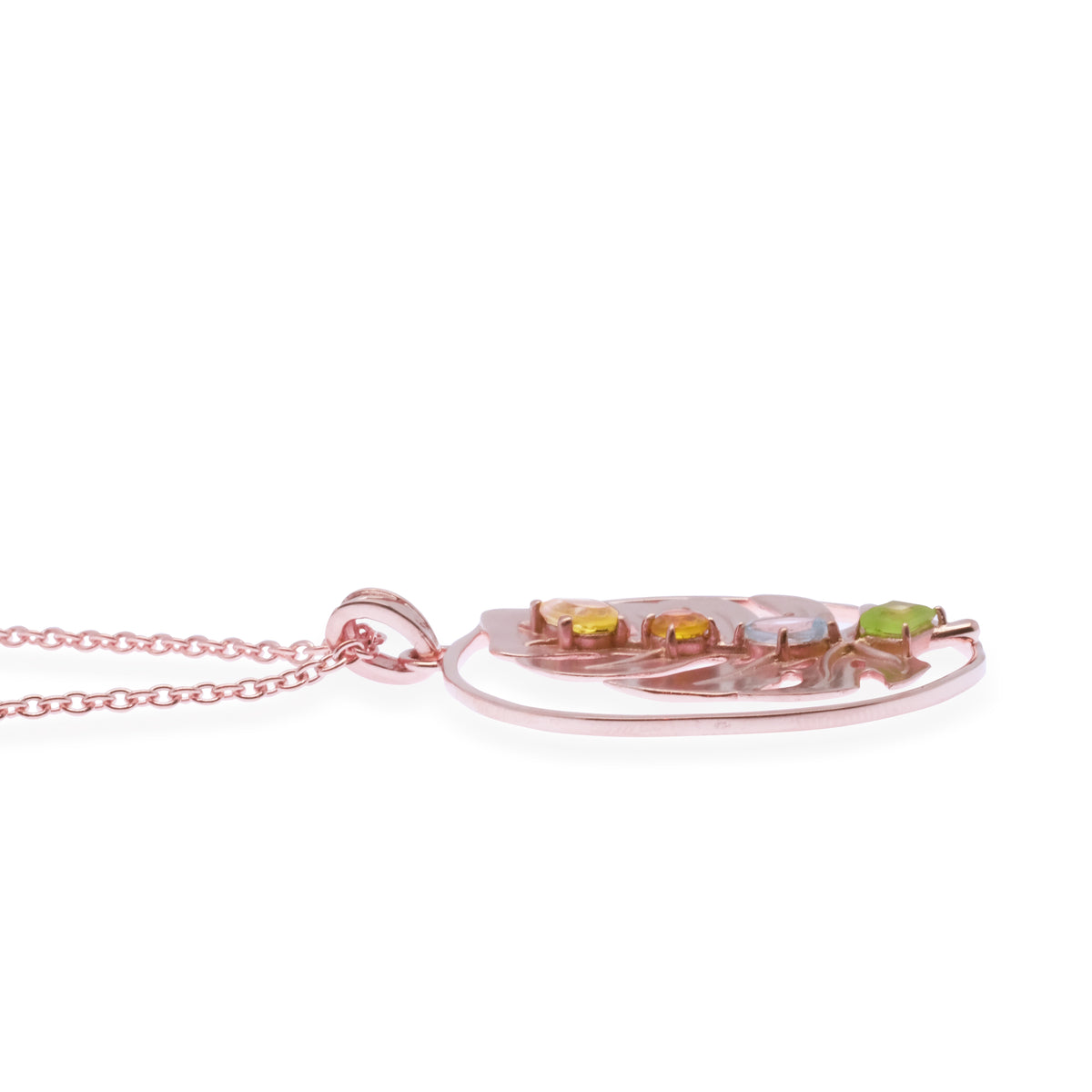 Kalung Perak 925 Koleksi Monstera Rose Gold Plated