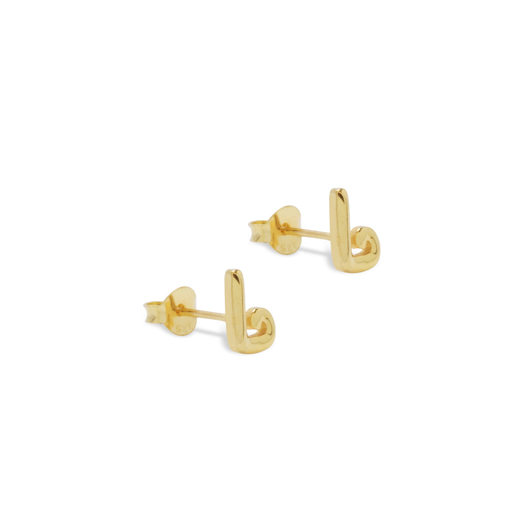 Alphabet Gold Plated Silver Earrings
