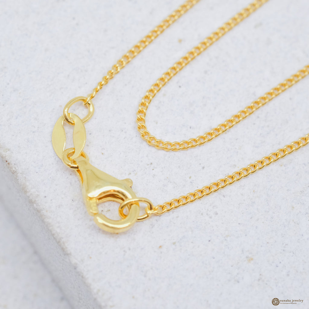 Gold Plated Silver Curb Chain Necklace