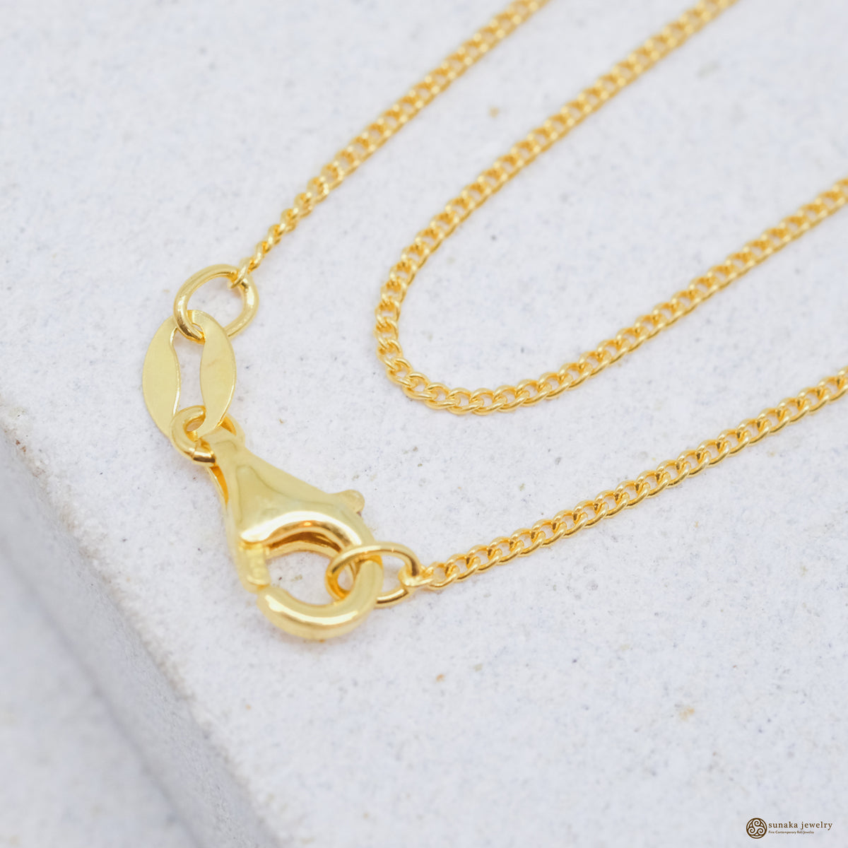 Gold Plated Silver Curb Chain Necklace