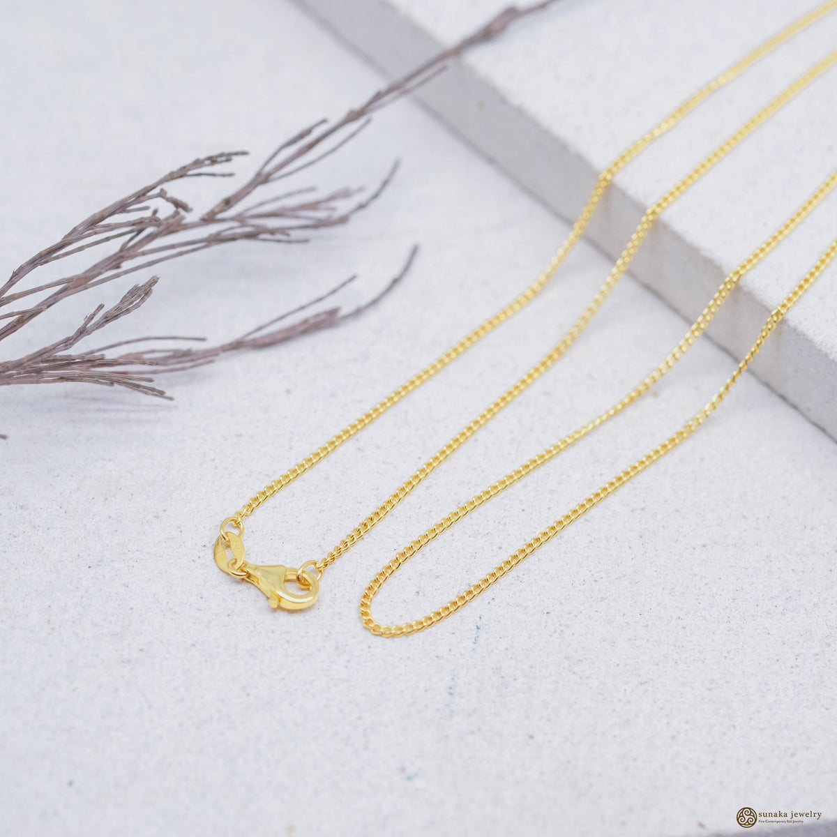 Gold Plated Silver Curb Chain Necklace