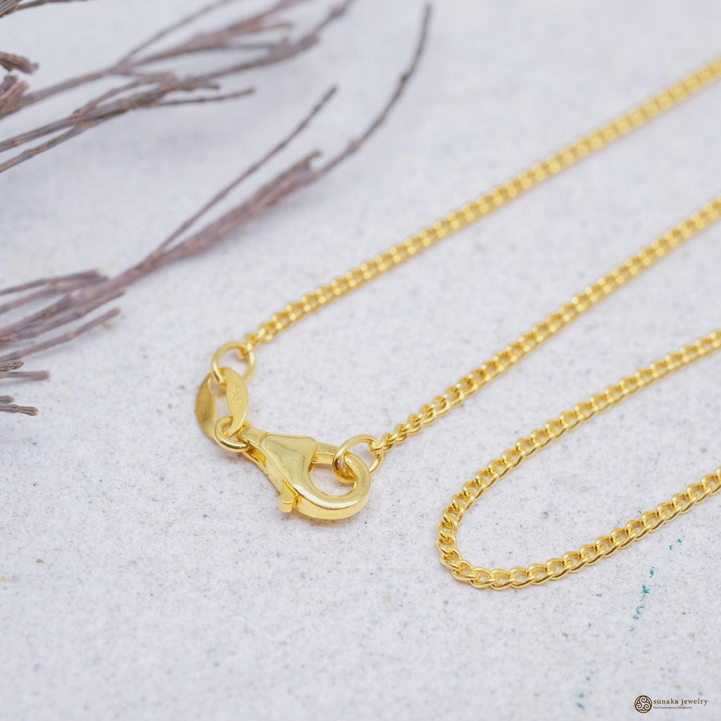 Gold Plated Silver Curb Chain Necklace