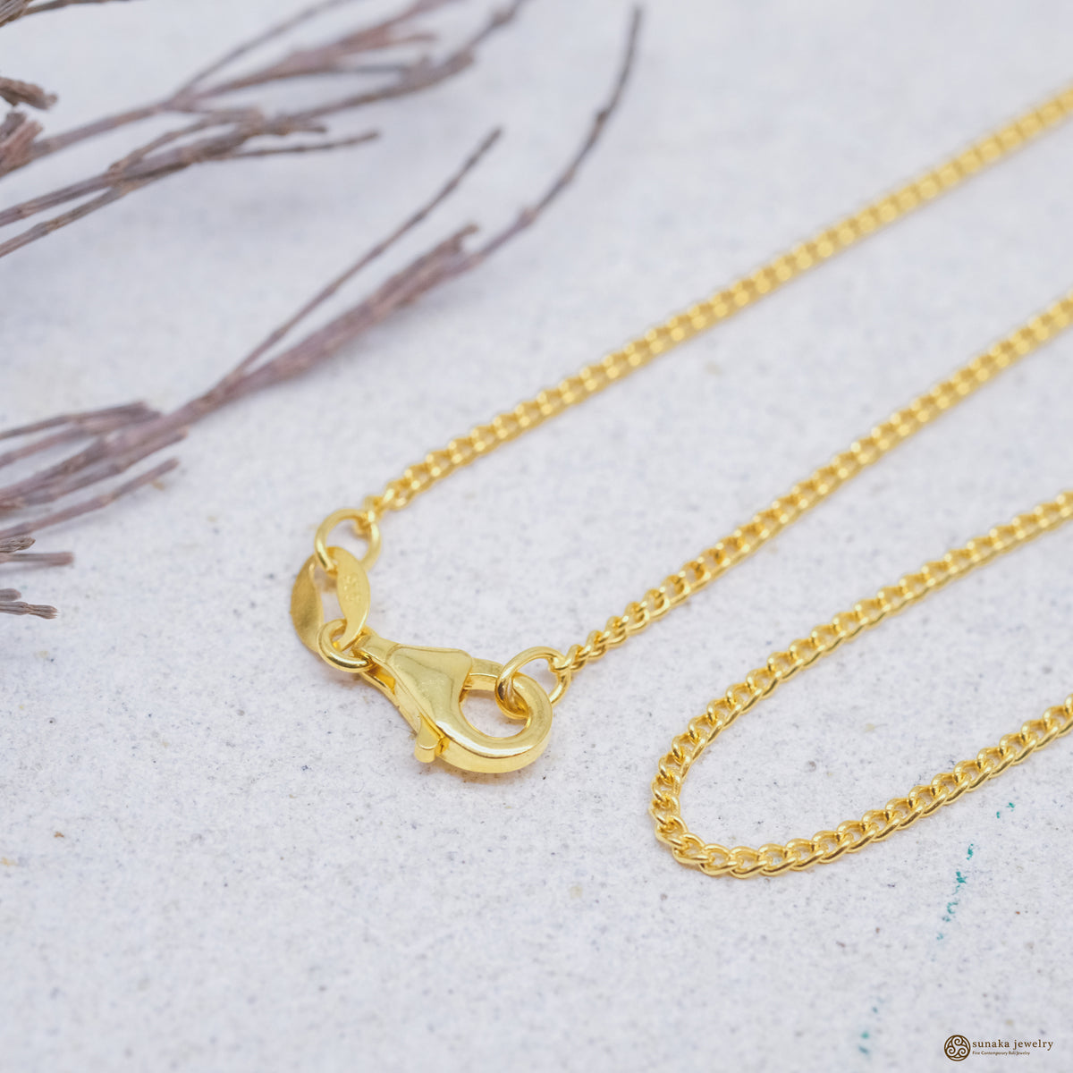 Gold Plated Silver Curb Chain Necklace