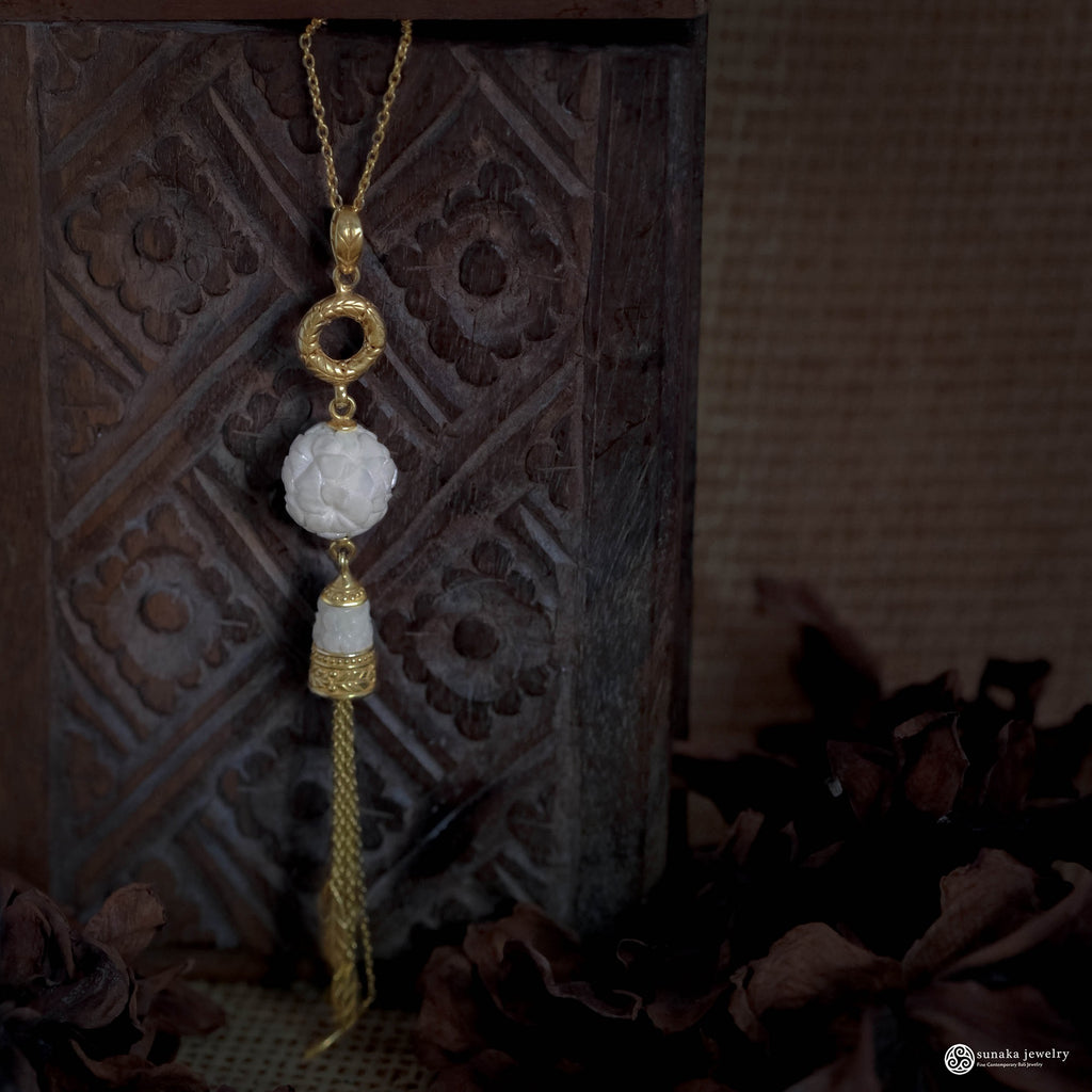 Japanese Collection Tassel Drop Silver Necklace Sterling Silver 925 Gold Plated