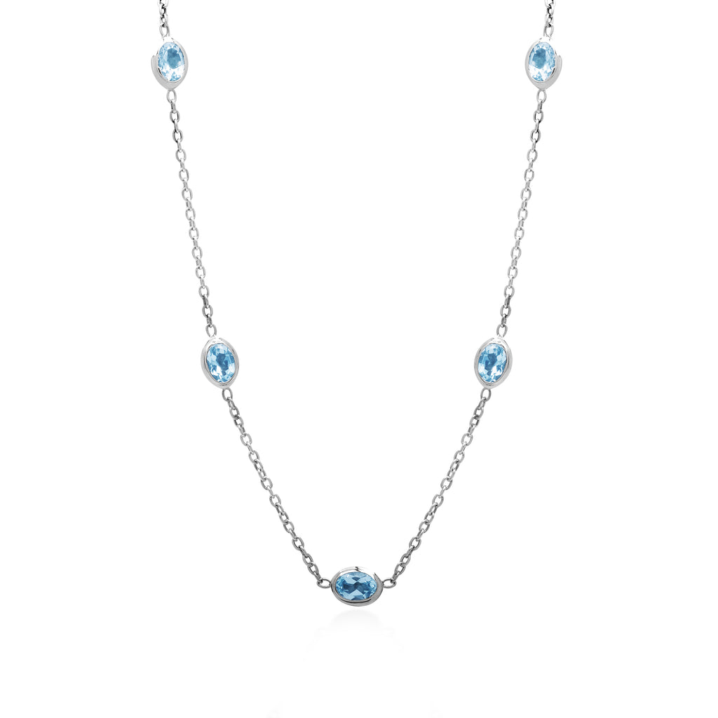 Ritchie Chain Silver Necklace with Gemstone 925 Sterling Silver