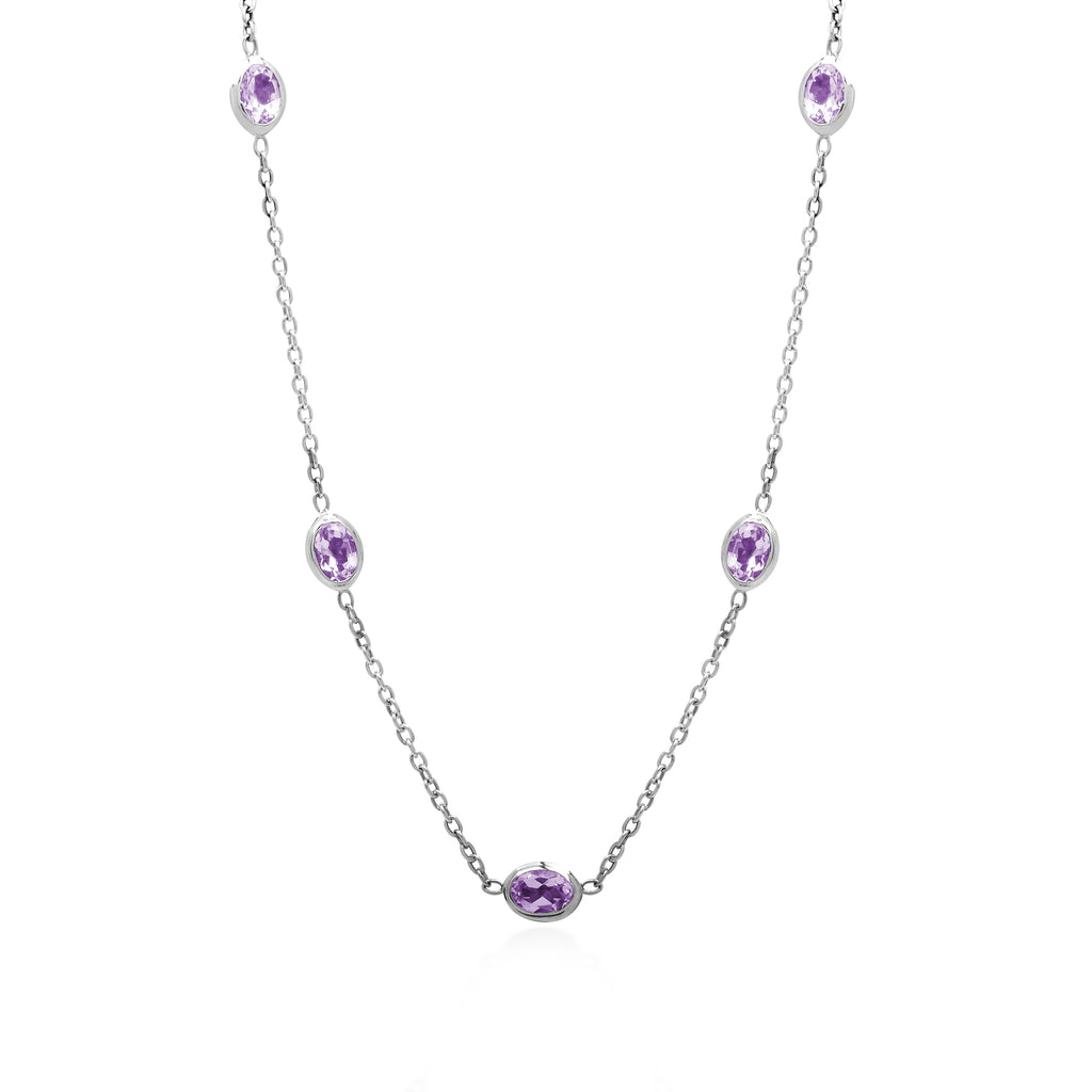 Ritchie Chain Silver Necklace with Gemstone 925 Sterling Silver