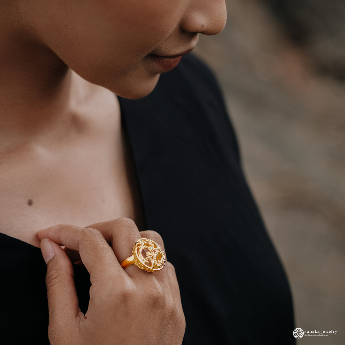 Cincin Cocktail Besar Perak 925 Koleksi Ombak Segara Sterling Silver