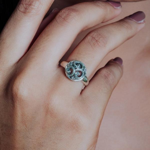 Small Sterling Silver 925 Sea Wave Cocktail Ring