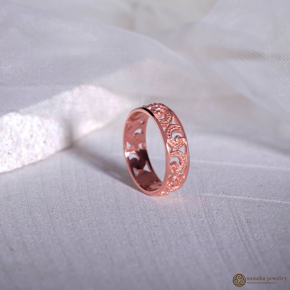 Cincin Band Kecil Perak 925 Koleksi Ombak Segara Sterling Silver