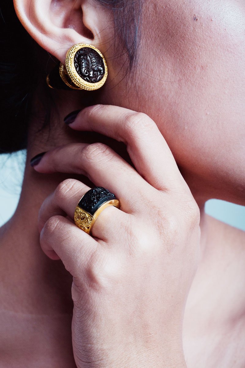 Elephant Collection Gold Plated Band Ring