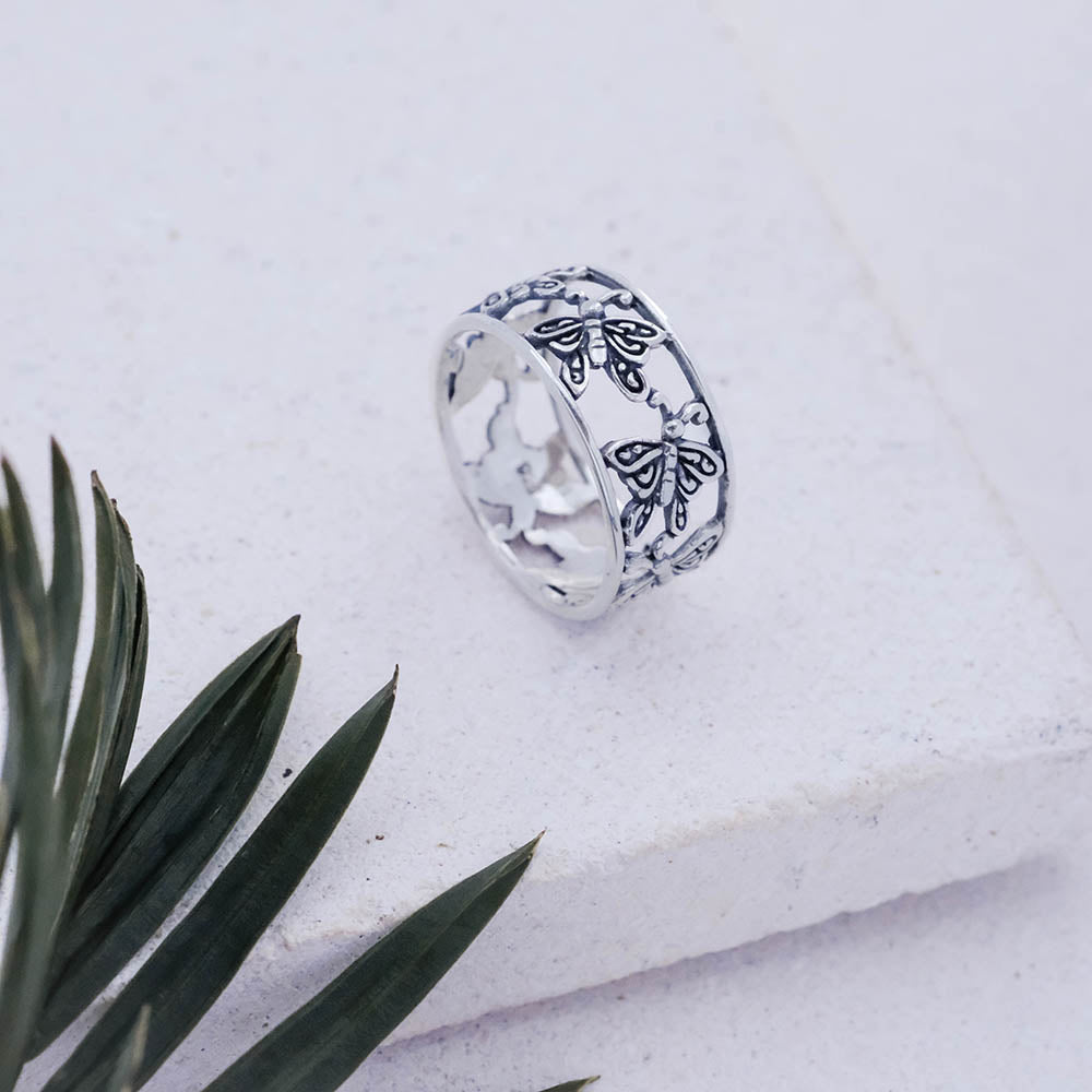 Butterfly Collection Silver Band Ring