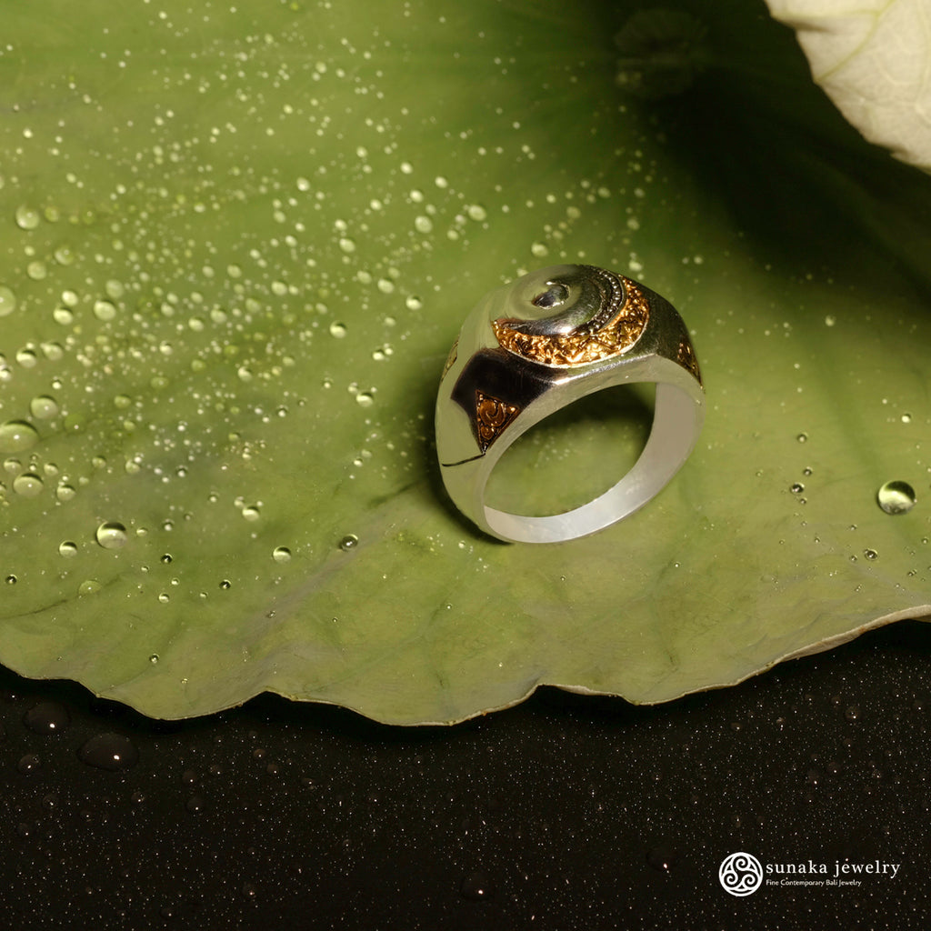 Cincin Signet Perak Koleksi Keong Emas Sterling Silver 925