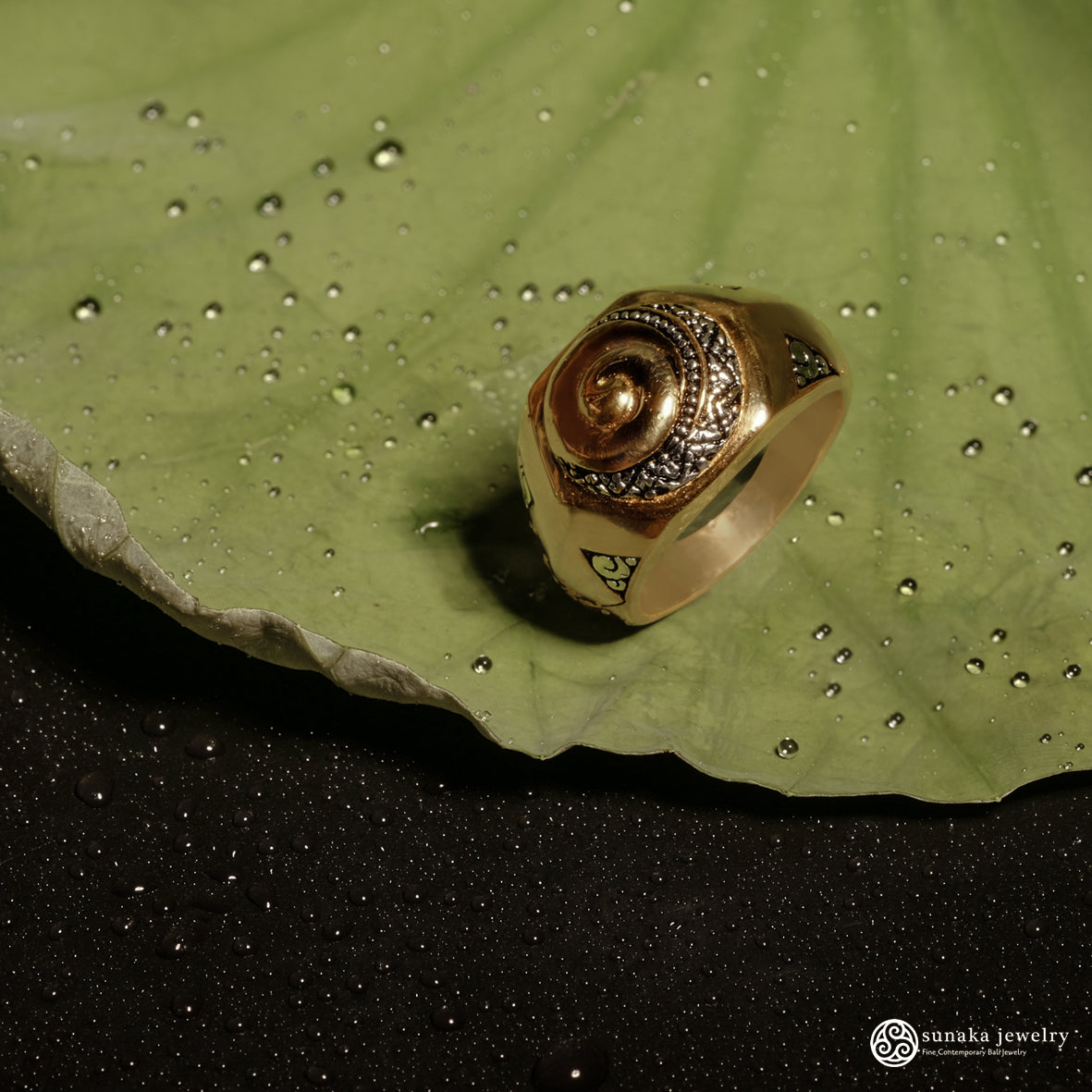 Cincin Signet Perak Koleksi Keong Emas Sterling Silver 925