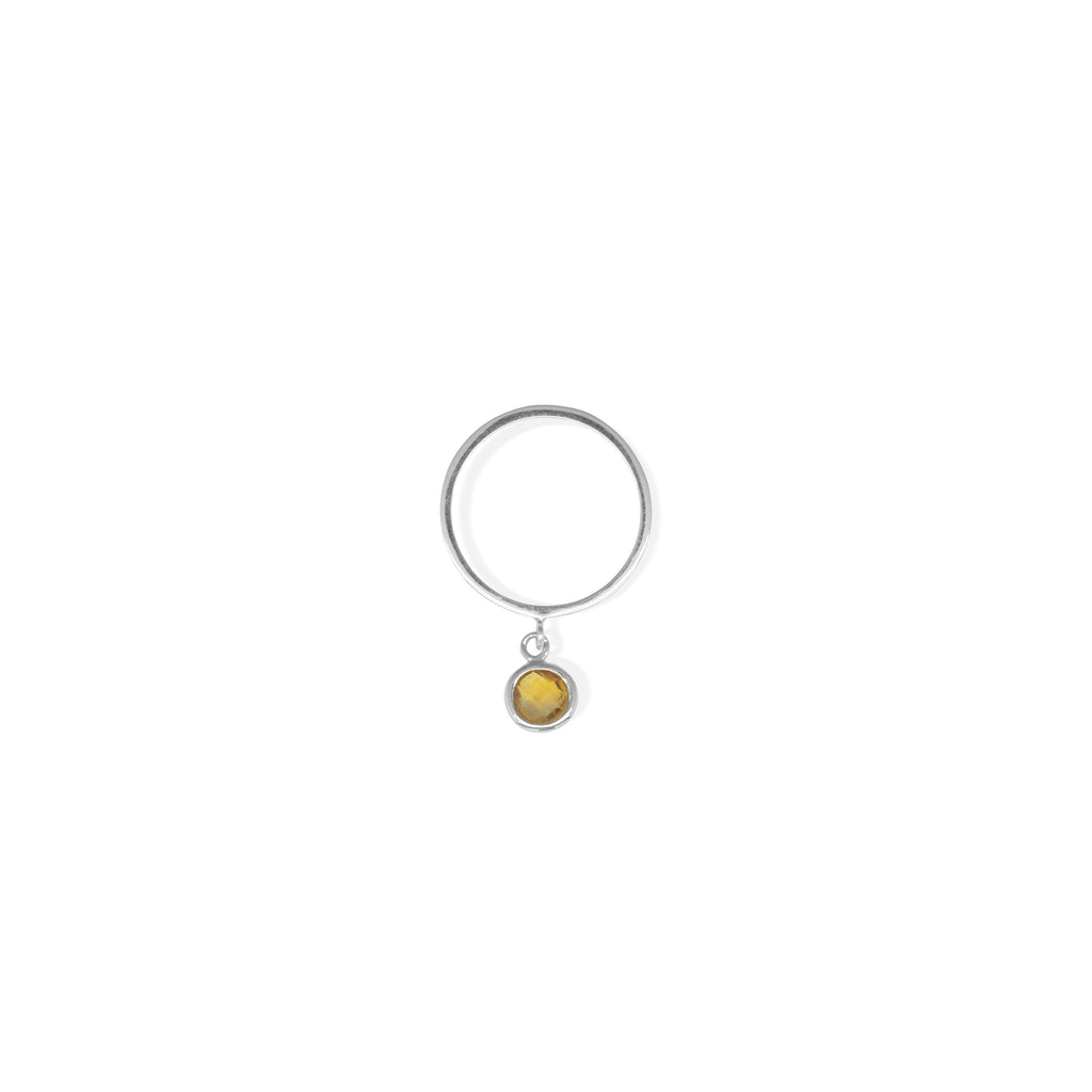 Cincin Perak 925 Koleksi Birthstone Round Bar Custom Grafir