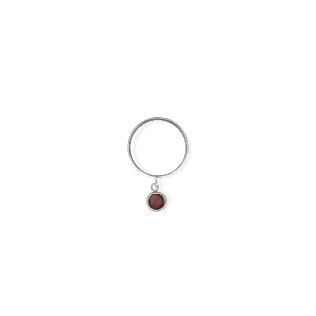 Cincin Perak 925 Koleksi Birthstone Round Bar Custom Grafir