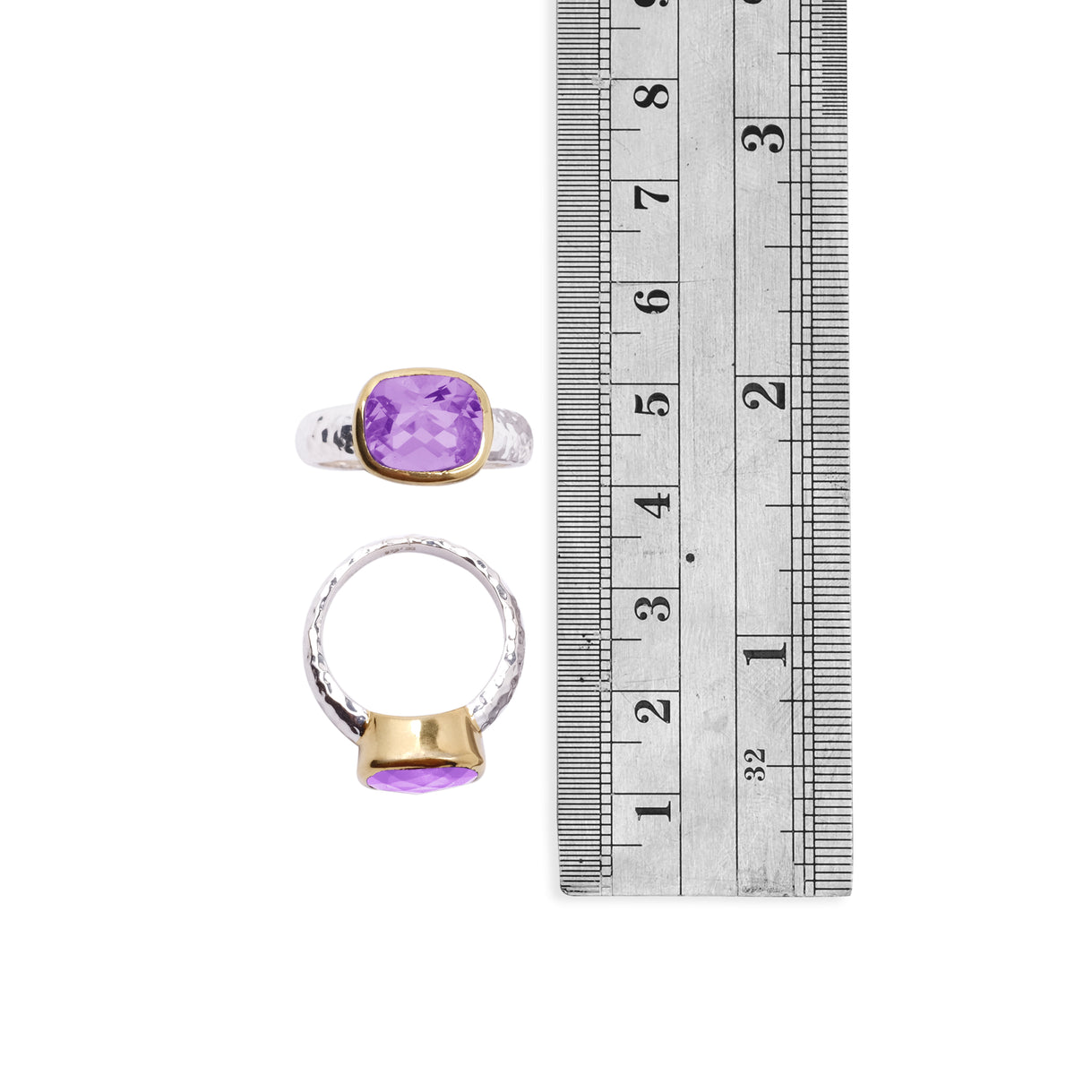 Cincin Perak 925 Koleksi Hammer Permata Rectangle
