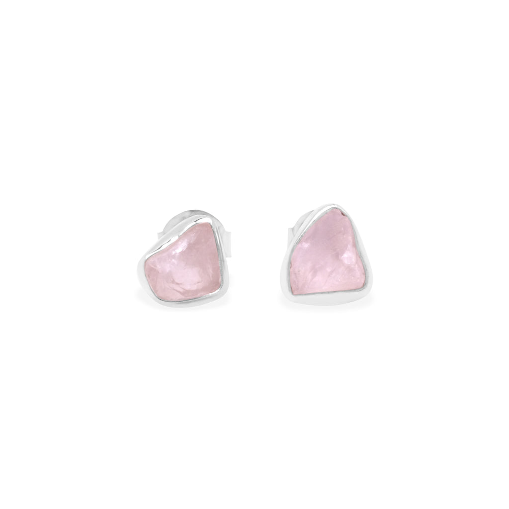 925 Silver Stud Earrings with Rawstone Pristine Collection