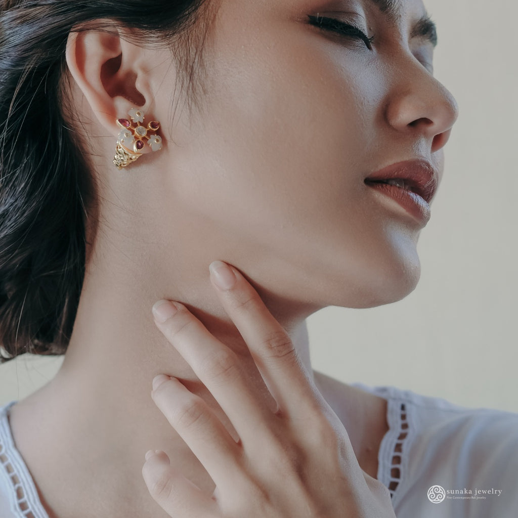 Anting Subeng Perak 925 Koleksi Anggrek Gold Plated