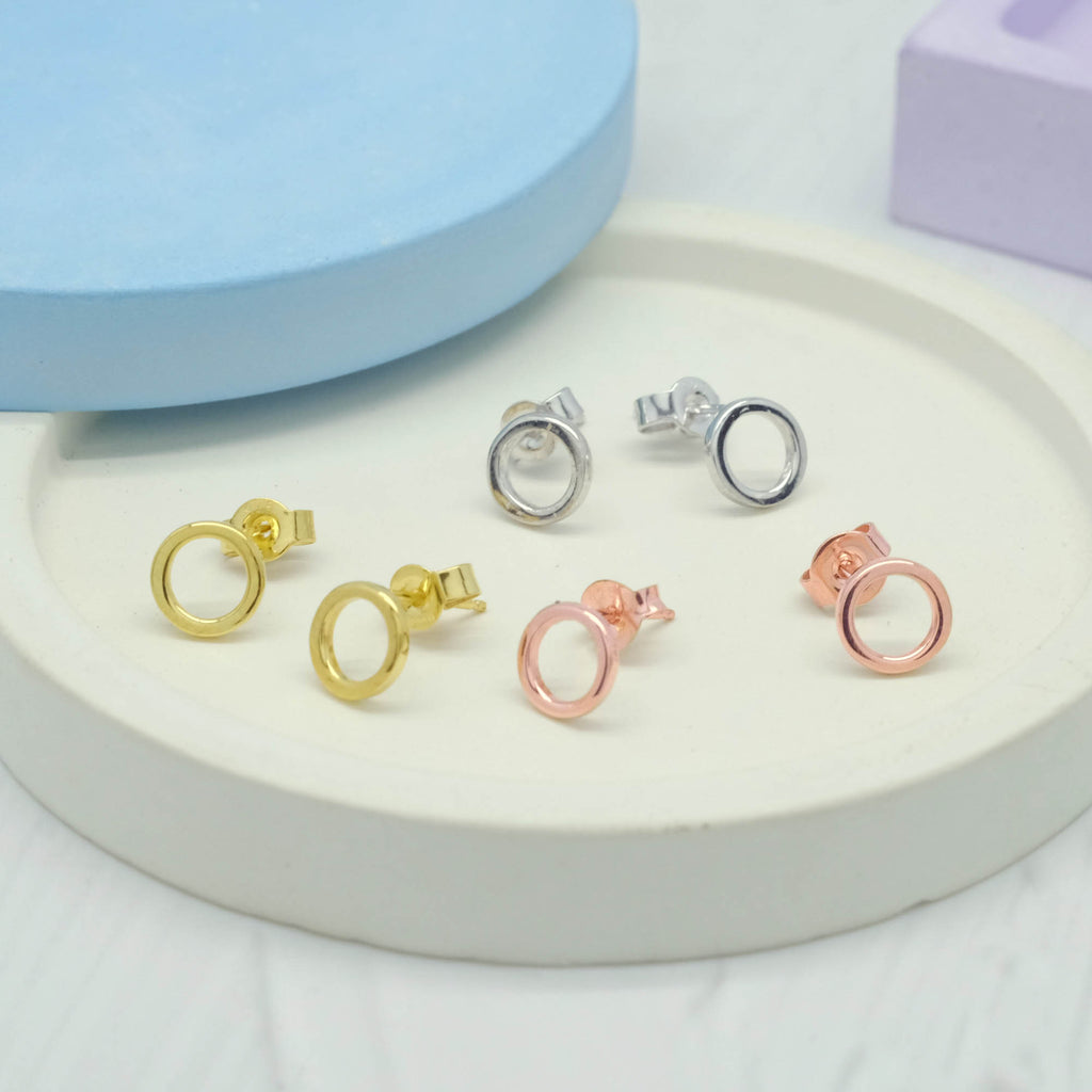Anting Stud Geometri Round perak 925