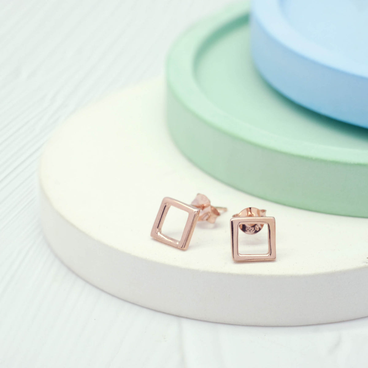 Anting Stud Geometri Square Perak 925 Koleksi Tiny