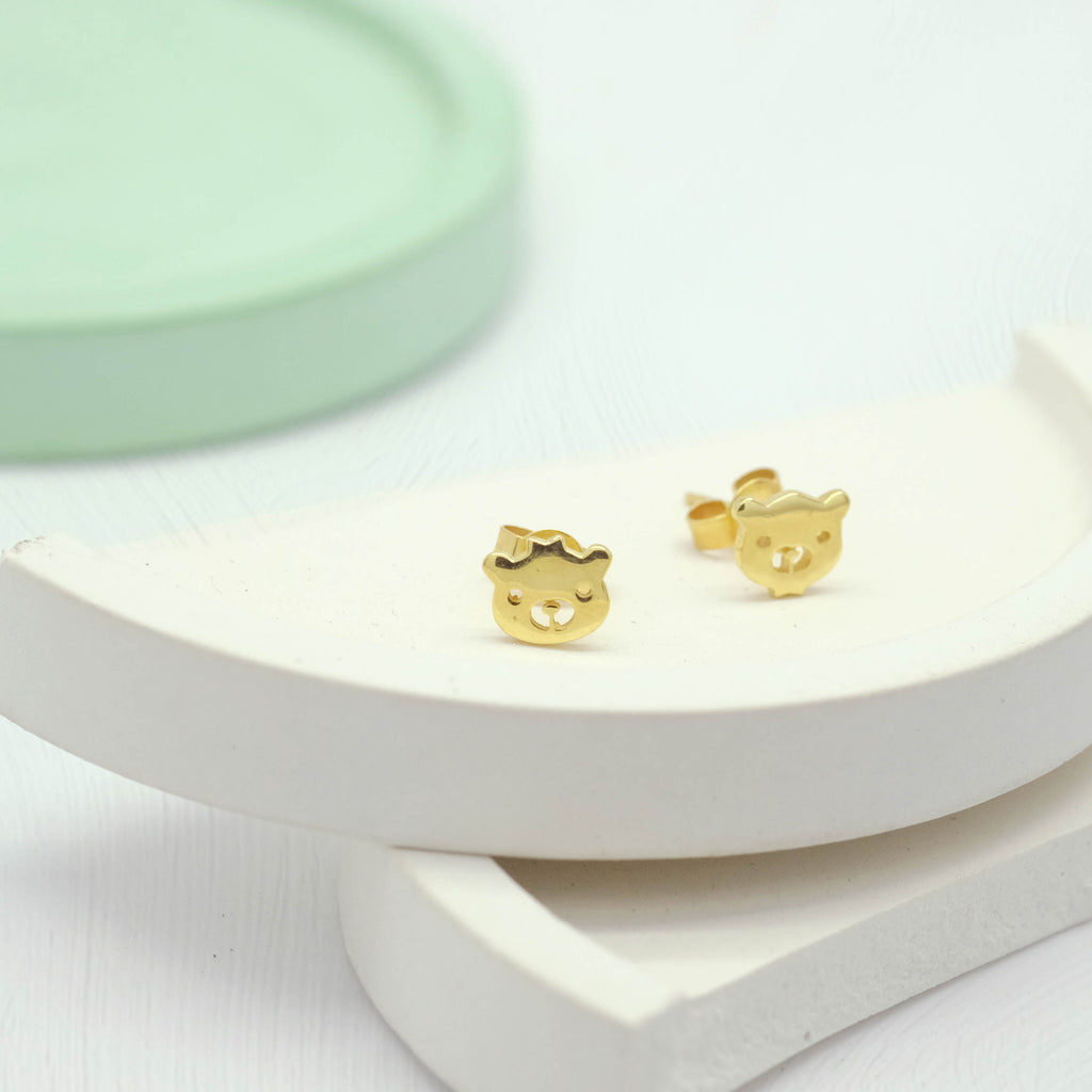 925 Silver Bear Stud Earrings