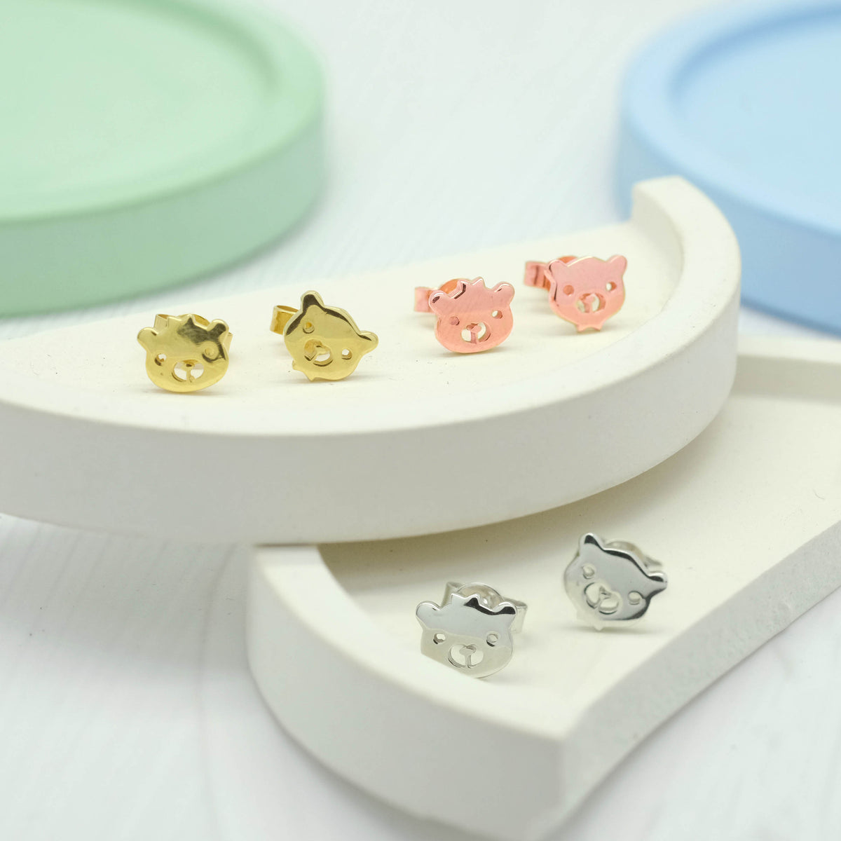 Anting Stud Bear Perak 925