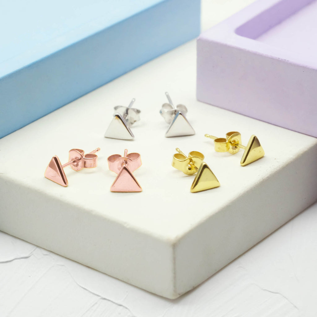 925 Silver Triangle Stud Earrings