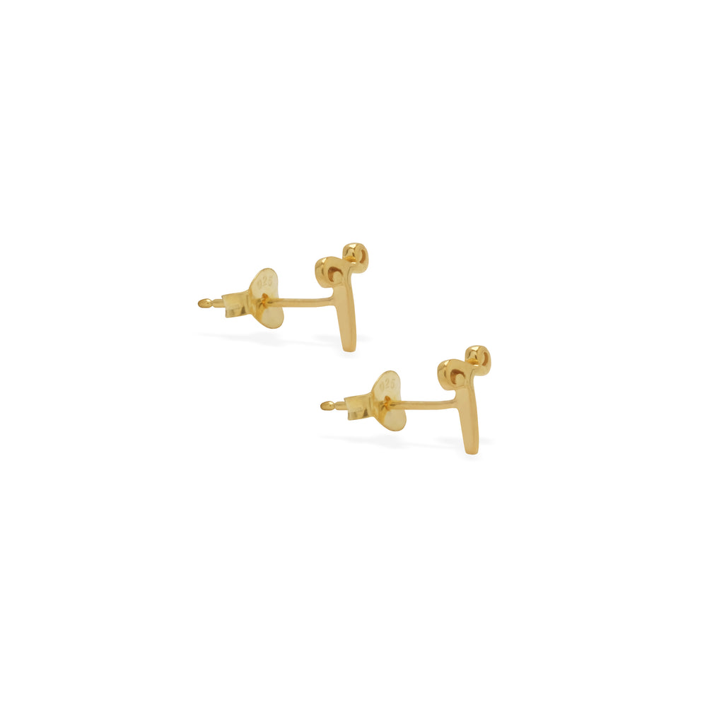 Alphabet Gold Plated Silver Earrings