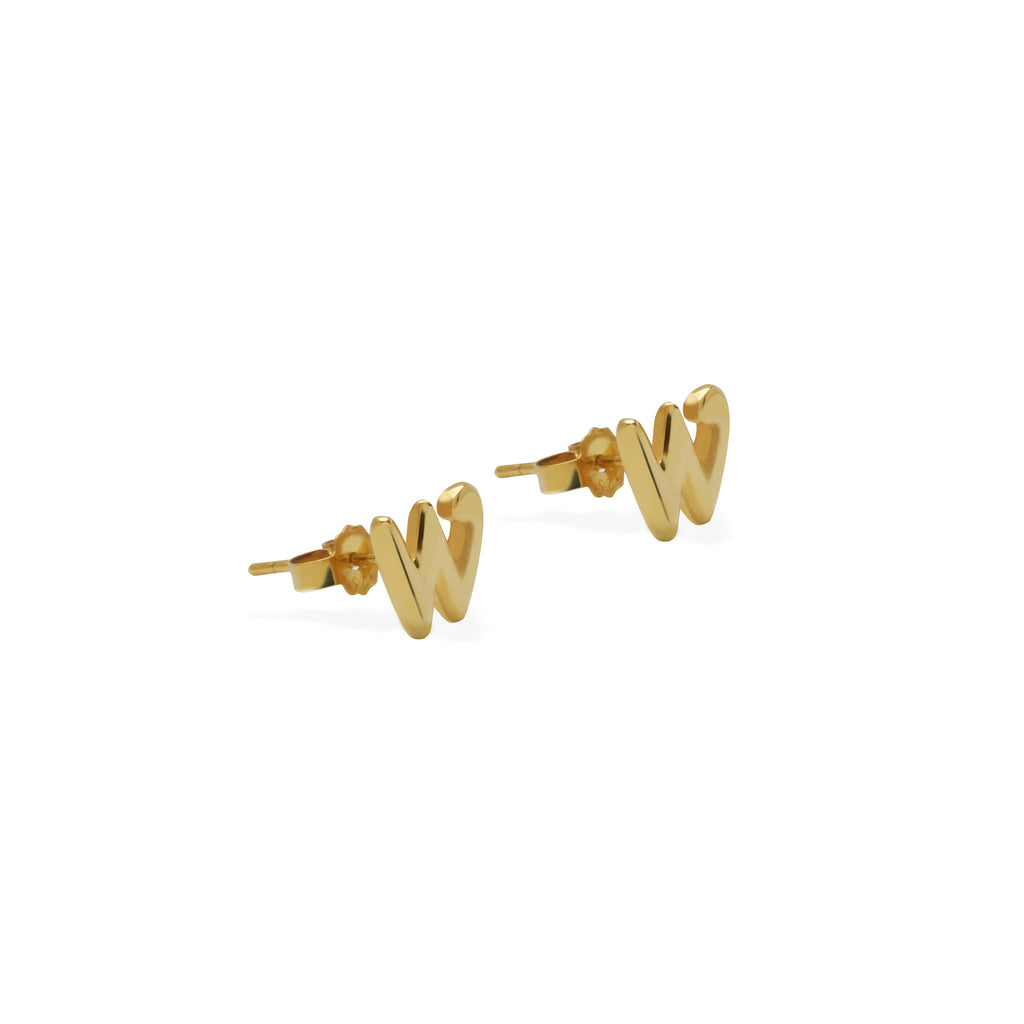 Alphabet Gold Plated Silver Earrings