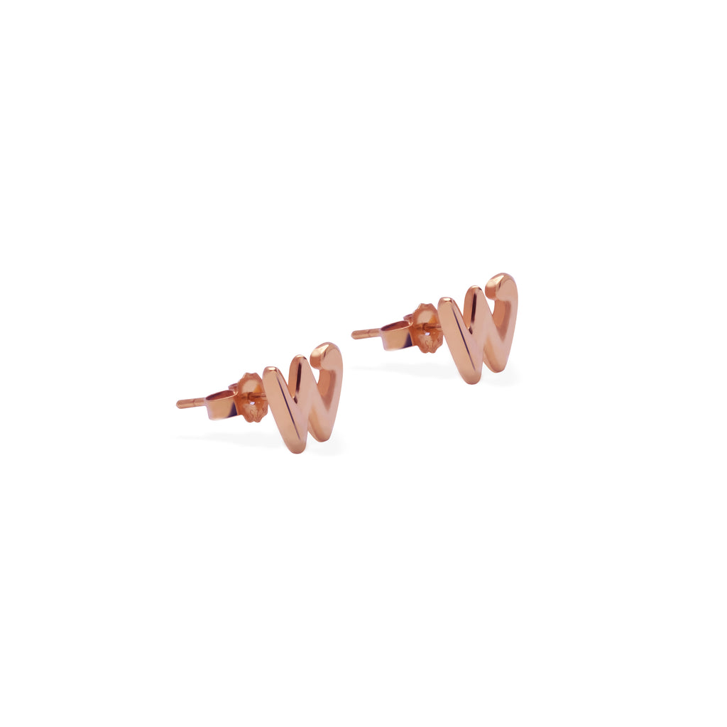 Anting Perak Alphabet Rose Gold Plated