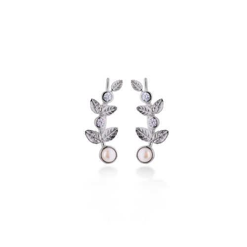 Rhodium Goddess Sterling Silver 925 Ear Climber Earrings