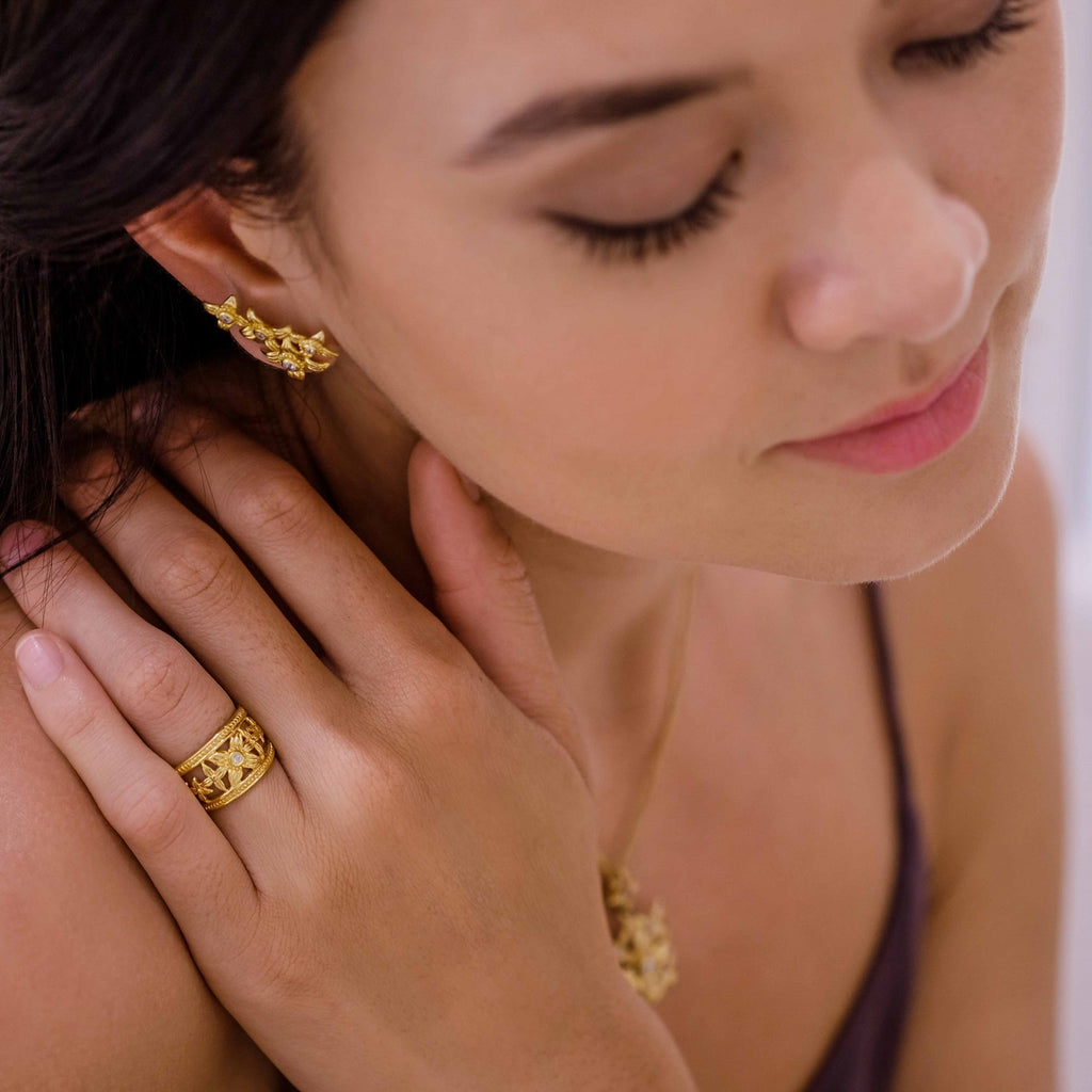 Anting Ear Climber Perak 925 Koleksi Asoka Sterling Silver