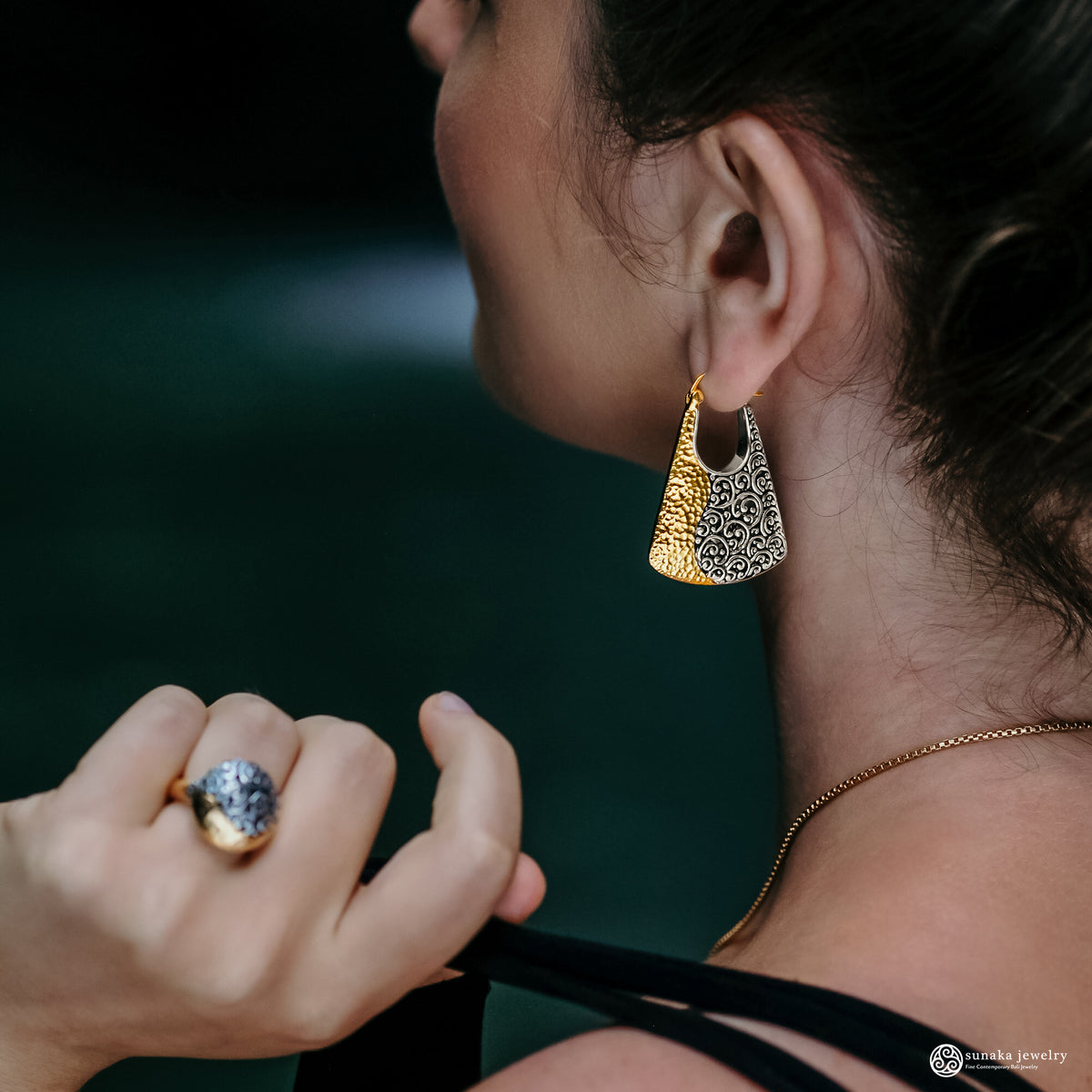 Large 925 Silver Hoop Earrings Ayung Collection
